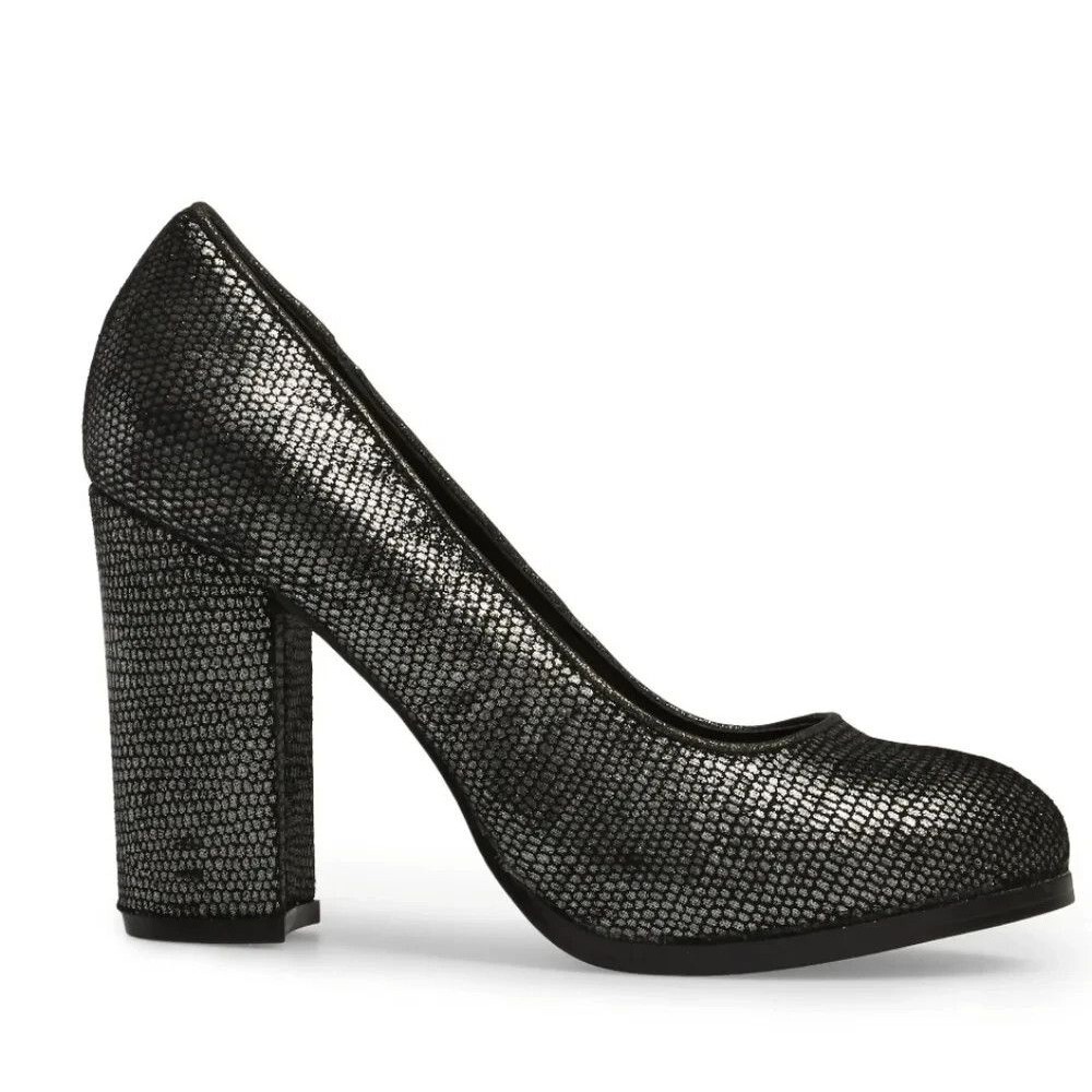 Isola Hayley Black Metallic Suede Block Heels - Womens size 6.5 - NEW